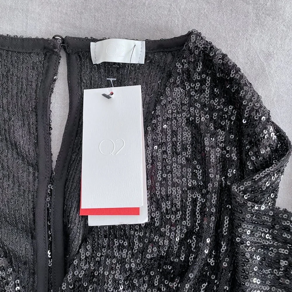 Sheer Sequin Ruffle Hem Crop Top | Q2 - Picture 5 of 5